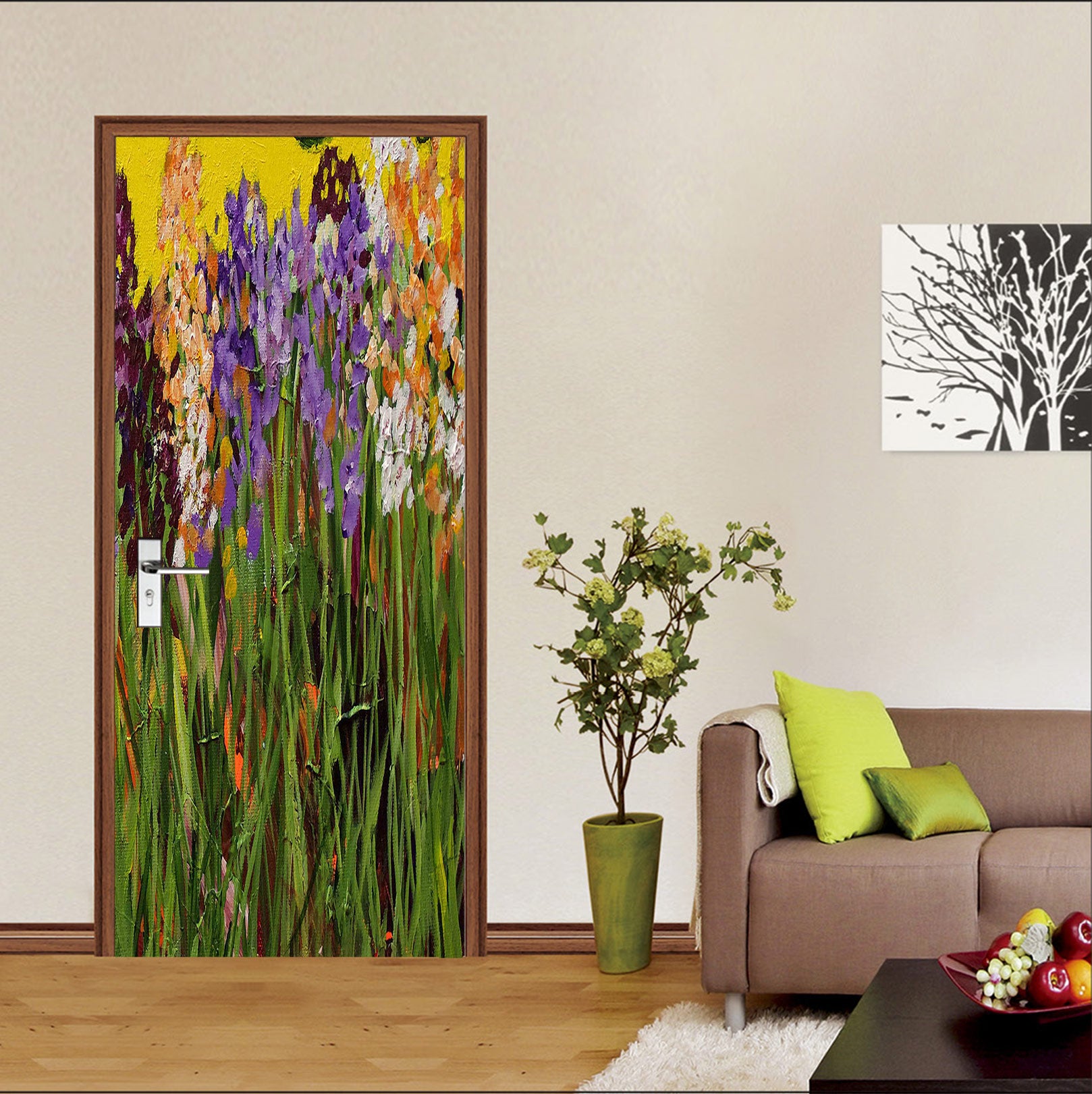 3D Purple Flowers Painting 93199 Allan P. Friedlander Door Mural