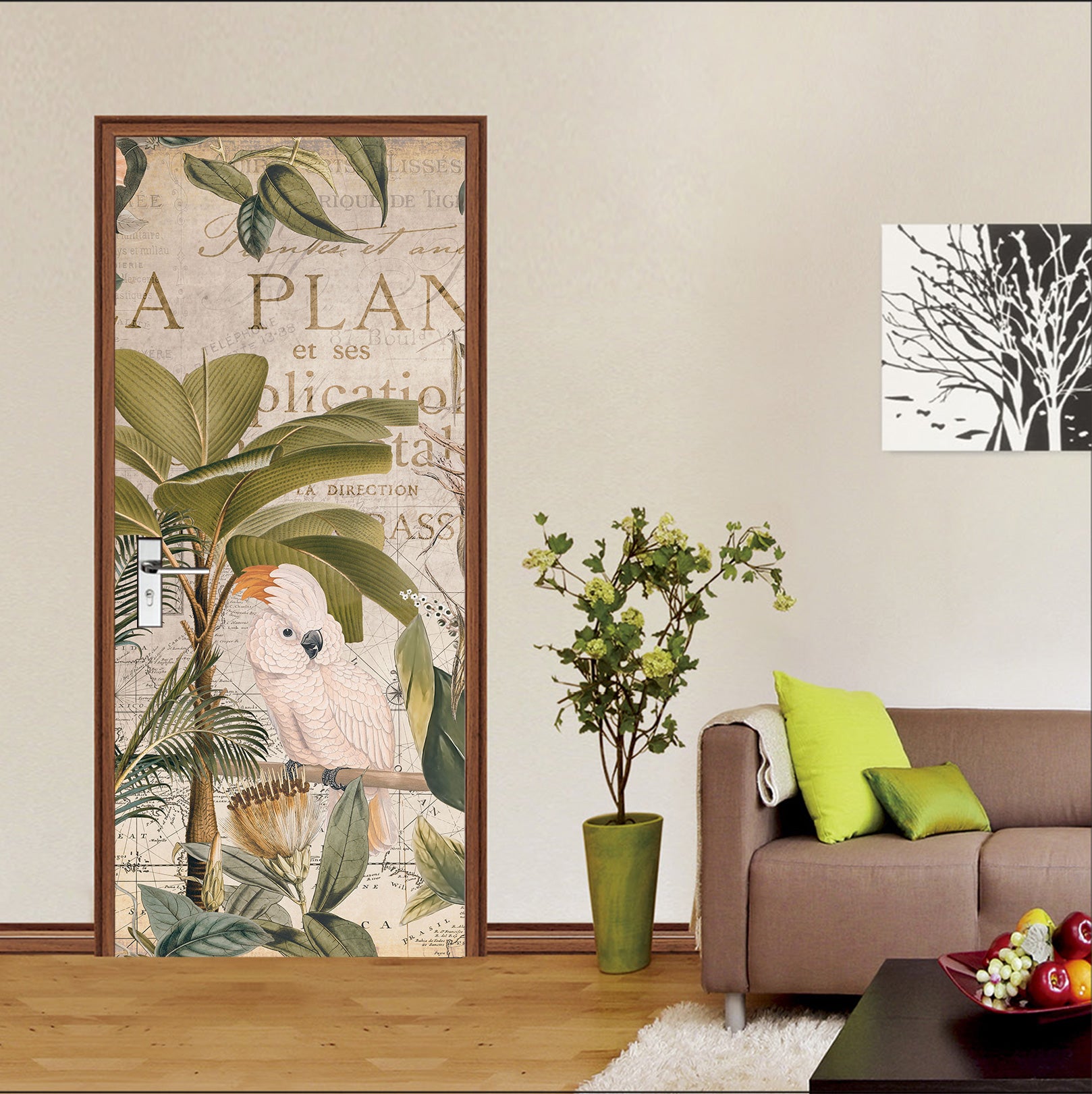 3D Parrot Branch Tree 11951 Andrea Haase Door Mural