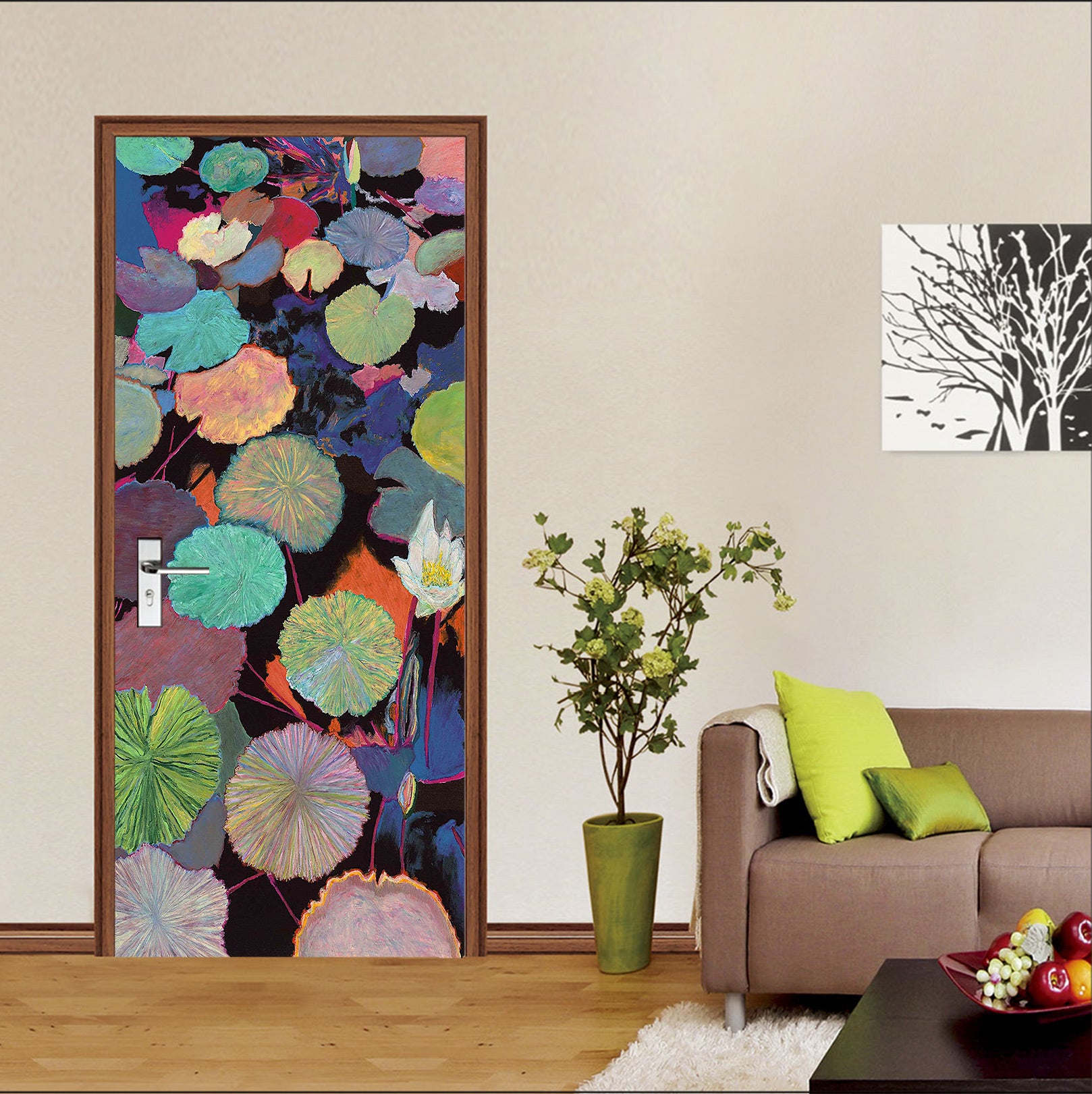 3D Colorful Pattern Lotus Leaf 9403 Allan P. Friedlander Door Mural