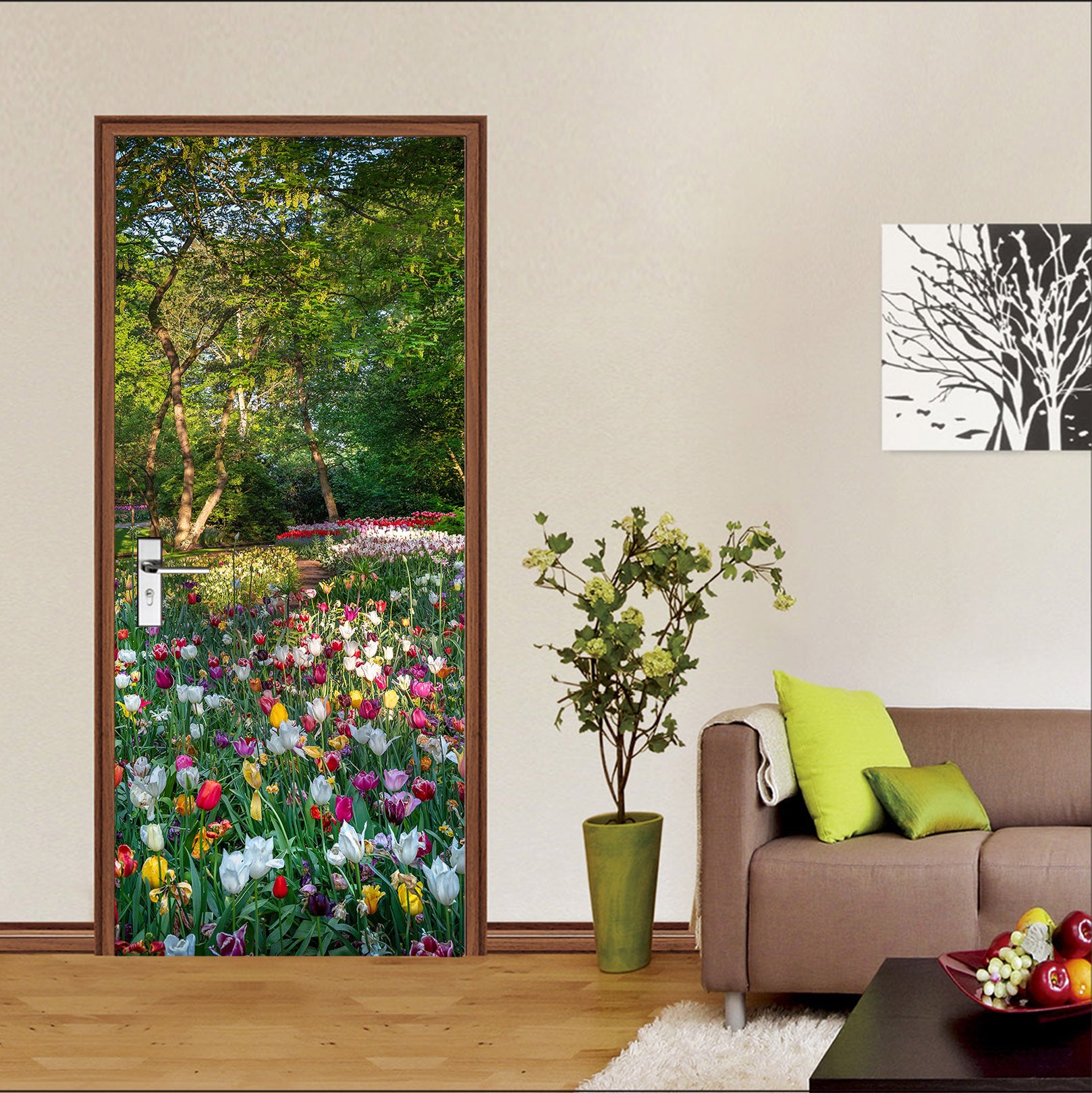 3D Color Flower Bush Trees 12031 Marco Carmassi Door Mural