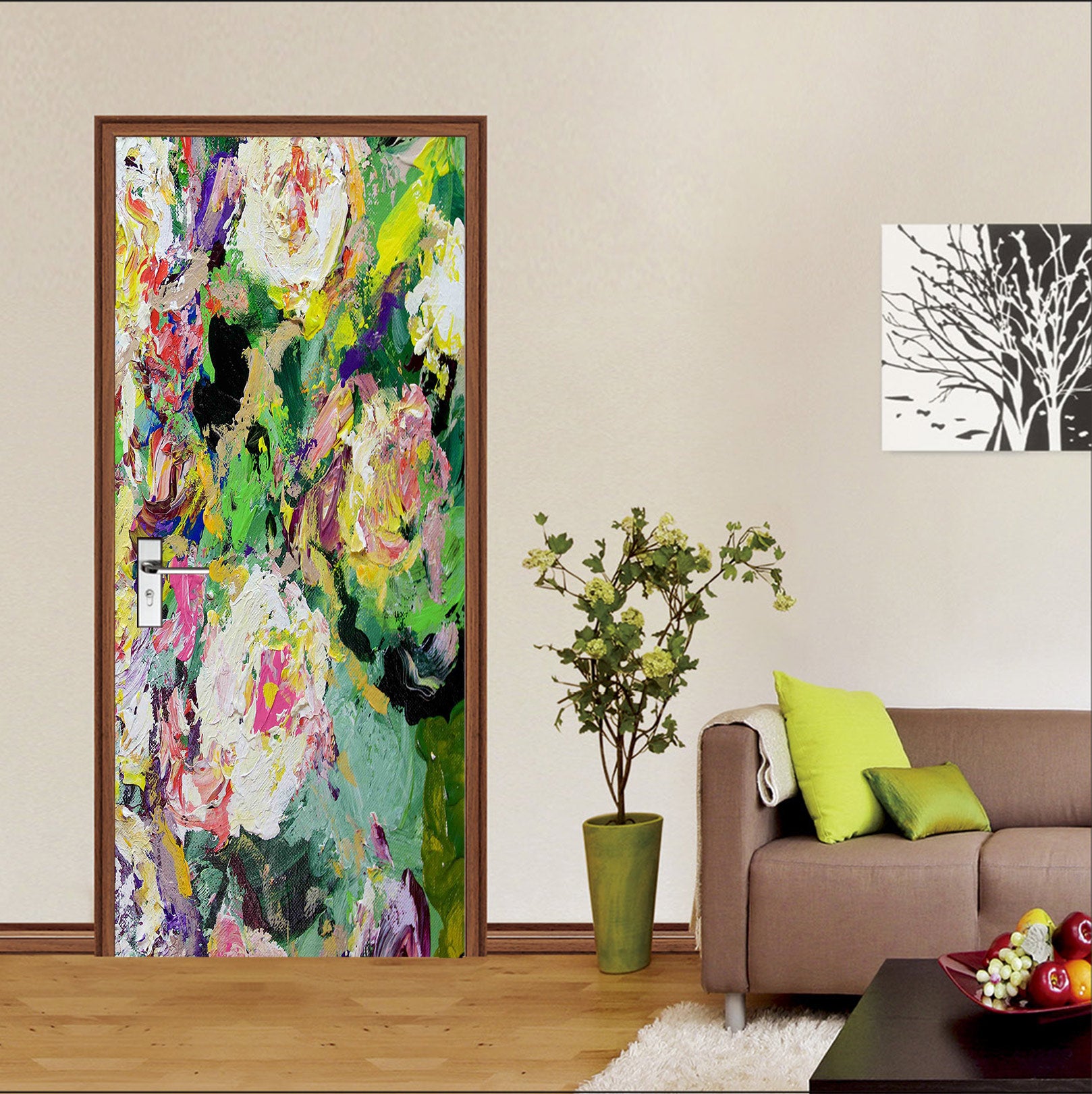 3D Flower Oil Painting Pattern 93218 Allan P. Friedlander Door Mural