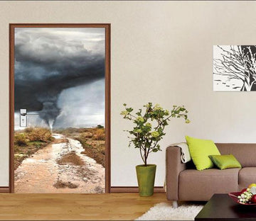 3D thick smoke grassland door mural Wallpaper AJ Wallpaper 