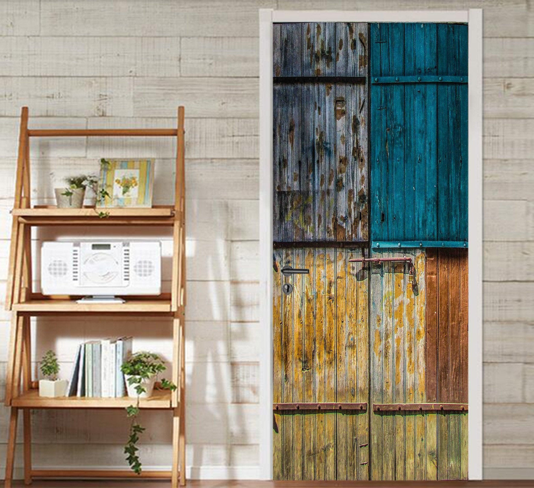 3D Color Wood Gate 18 Door Mural Wallpaper AJ Wallpaper 