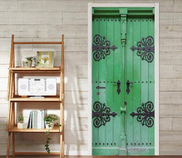 3D green gate door mural Wallpaper AJ Wallpaper 