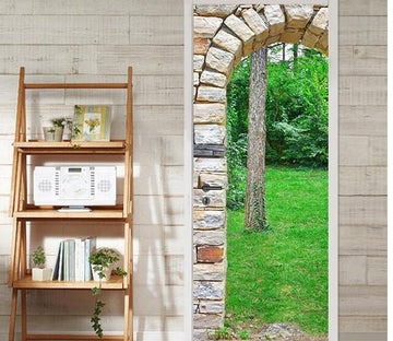 3D green grassland door mural Wallpaper AJ Wallpaper 