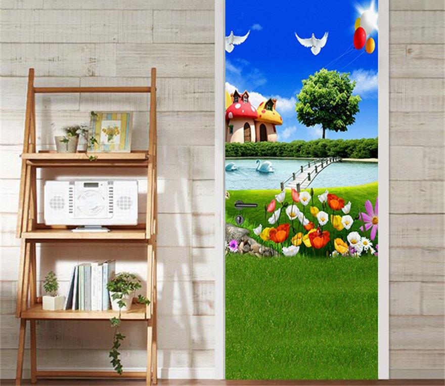 3D paintings of trees and flowers door mural Wallpaper AJ Wallpaper 