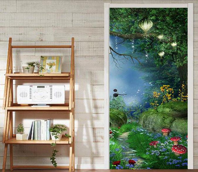 3D stars the tree flower painting door mural Wallpaper AJ Wallpaper 