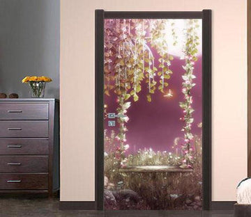 3D Pretty Flowers Vine Swing Door Mural Wallpaper AJ Wallpaper 