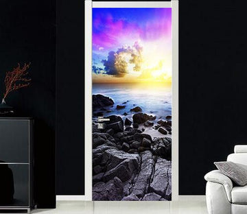 3D beach and coast sea door mural Wallpaper AJ Wallpaper 