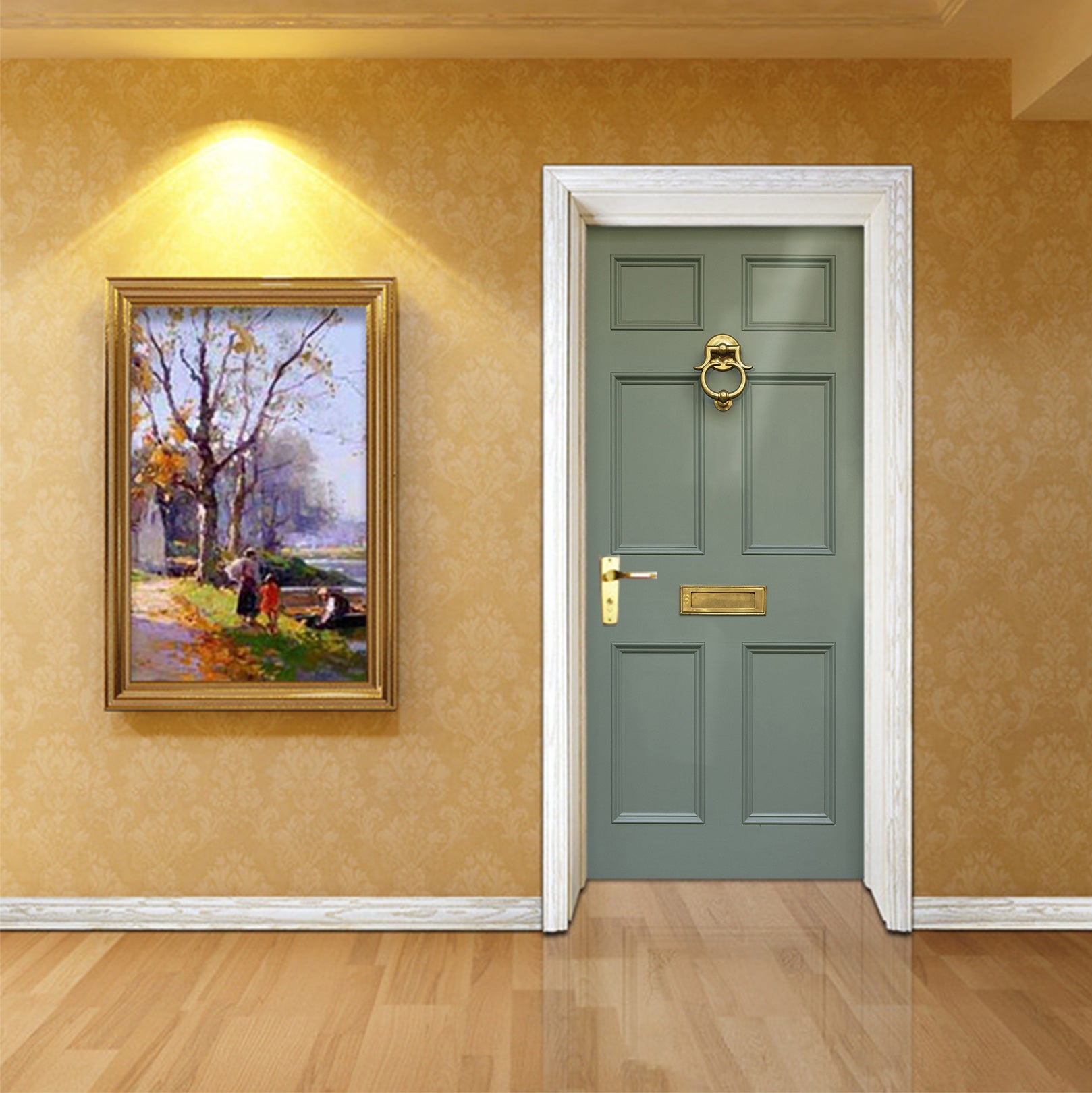3D Golden Doorbell 005 Door Mural