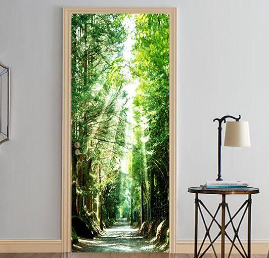 3D sunshine tree scenery door mural Wallpaper AJ Wallpaper 
