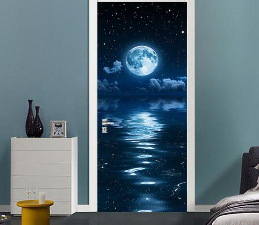 3D blue planet sea door mural Wallpaper AJ Wallpaper 