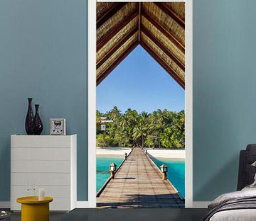 3D blue ocean door mural Wallpaper AJ Wallpaper 