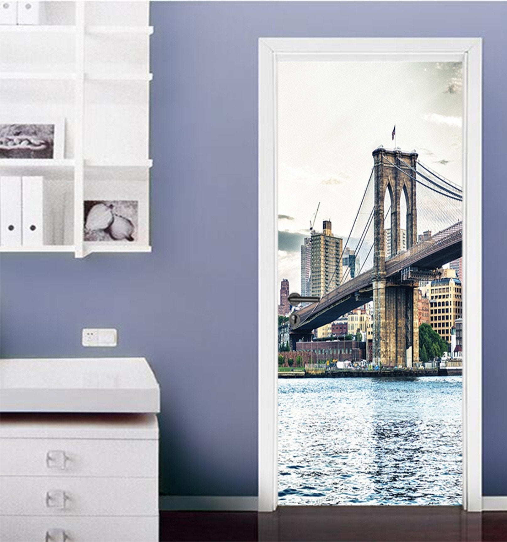 3D New York Brooklyn Bridge 54 Door Mural Wallpaper AJ Wallpaper 