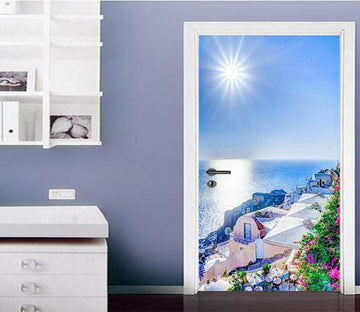 3D sea under the sun door mural Wallpaper AJ Wallpaper 