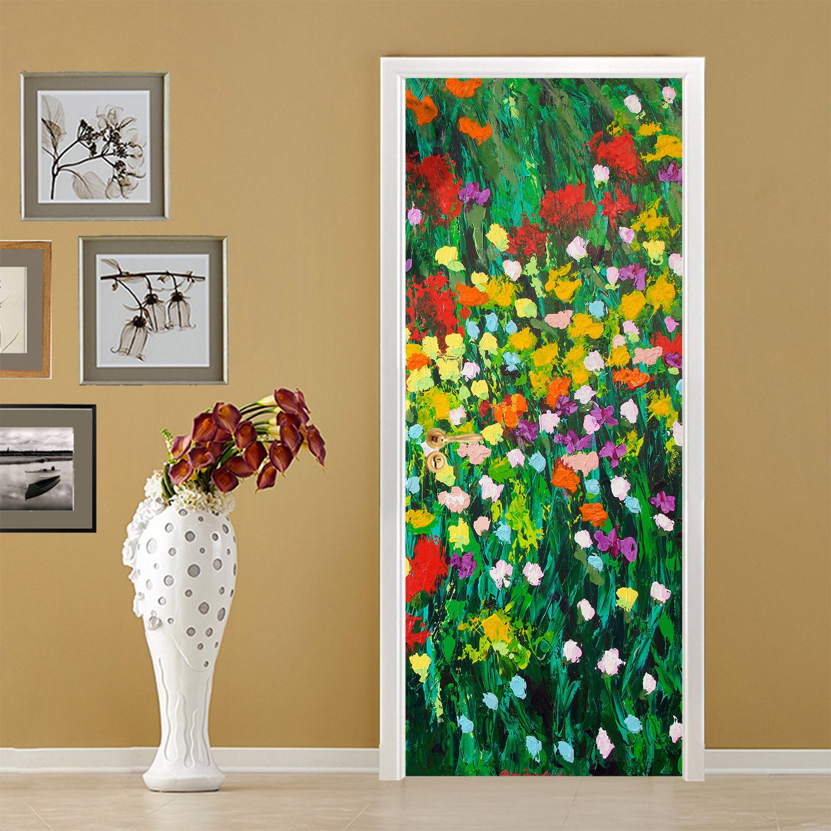 3D Colorful Flowers Clump 9296 Allan P. Friedlander Door Mural