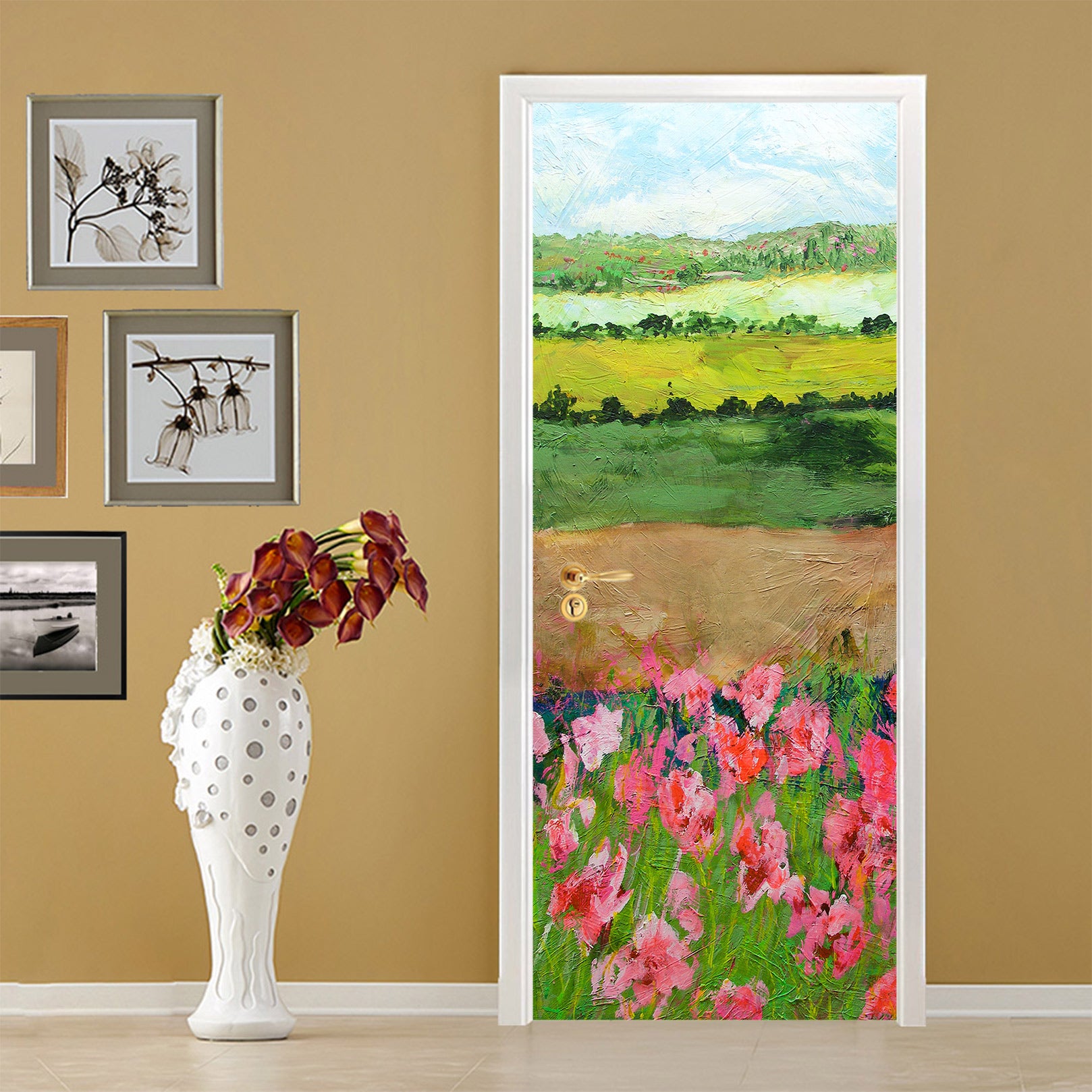 3D Lawn Pink Flower Bush 93148 Allan P. Friedlander Door Mural