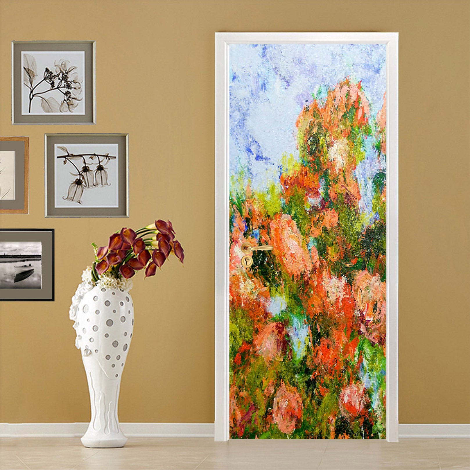 3D Red Flowers Painting 93206 Allan P. Friedlander Door Mural