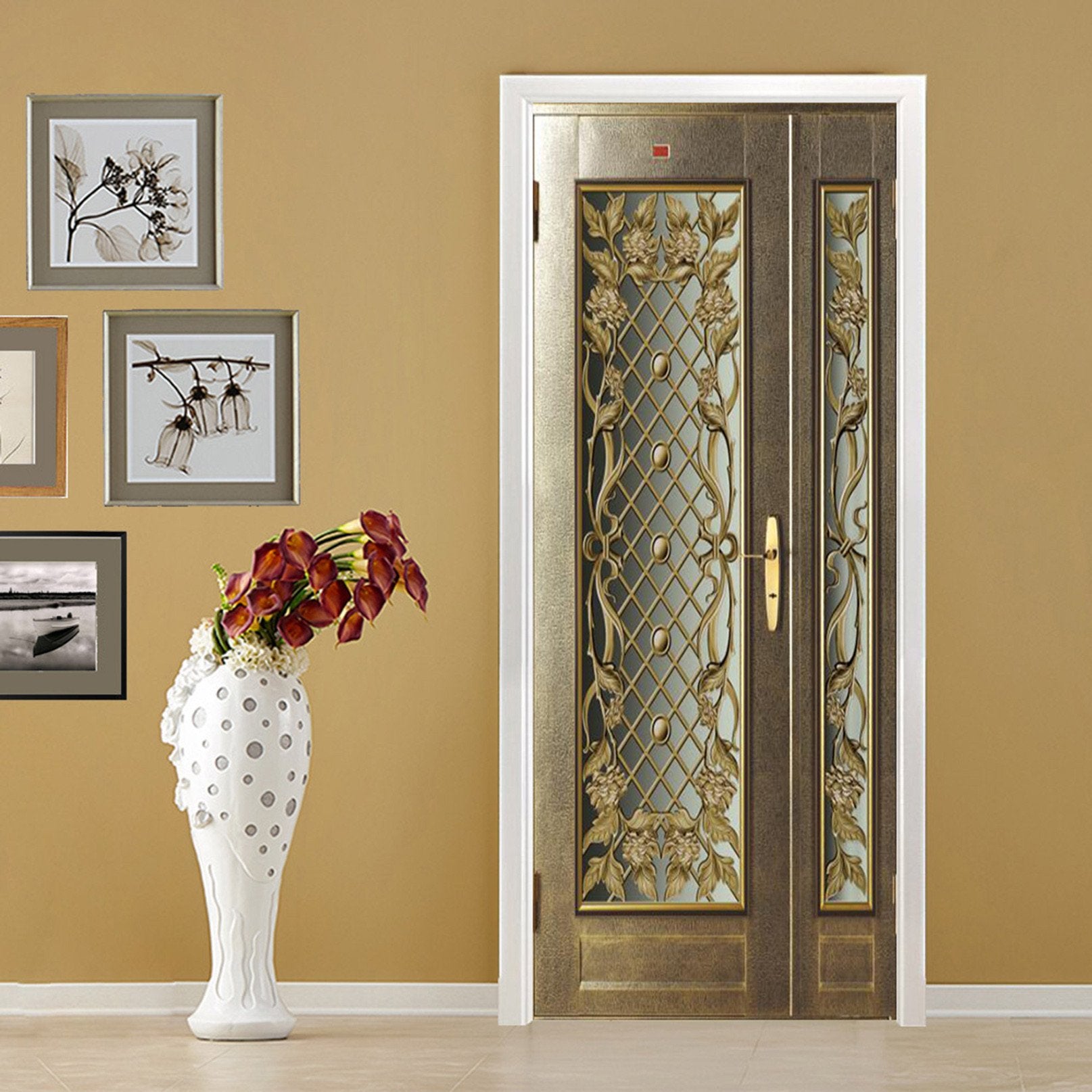 3D Stainless Steel Gate Patterns 42 Door Mural Wallpaper AJ Wallpaper 