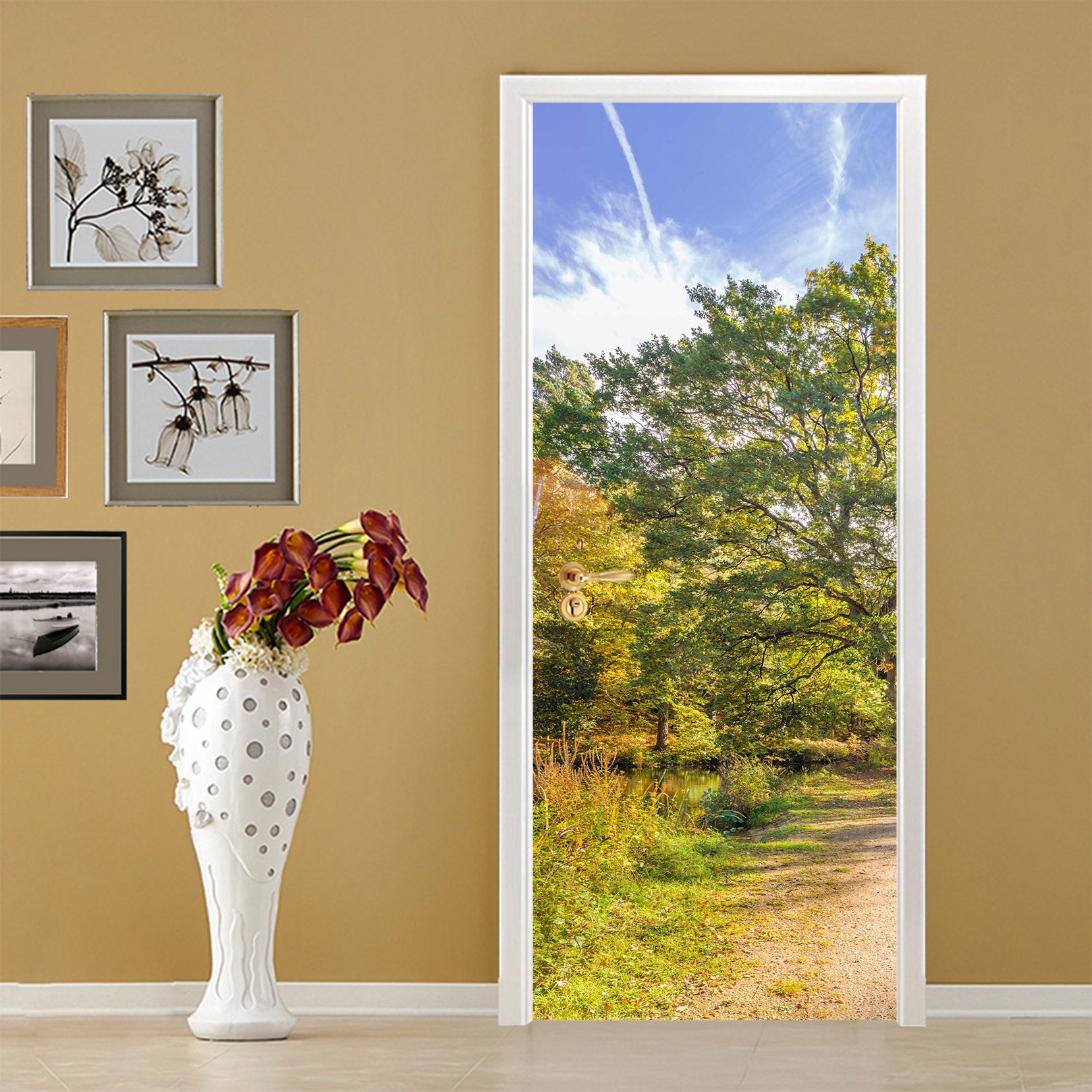 3D Road Grass Grove 101189 Assaf Frank Door Mural