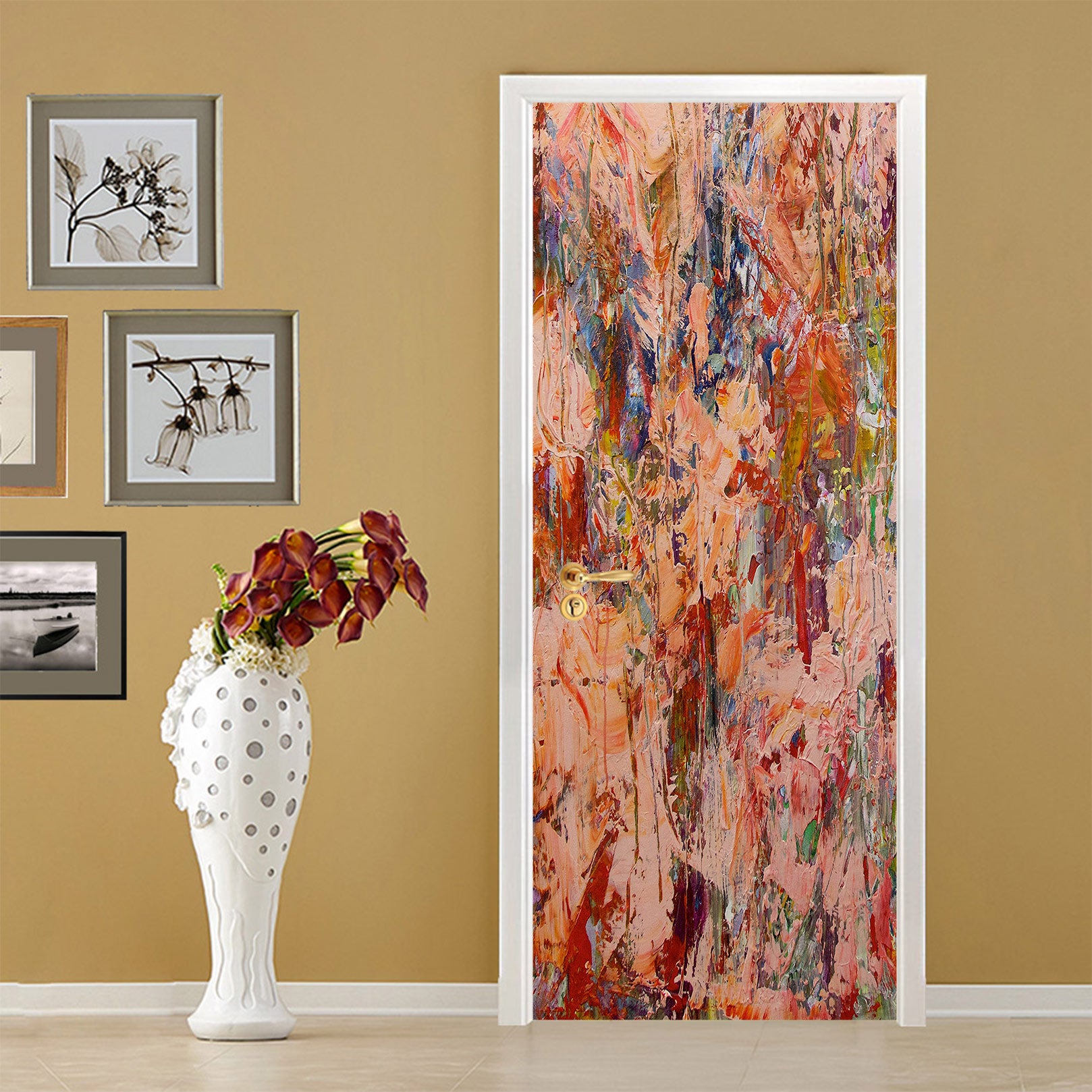 3D Red Pink Paint Pattern 93184 Allan P. Friedlander Door Mural