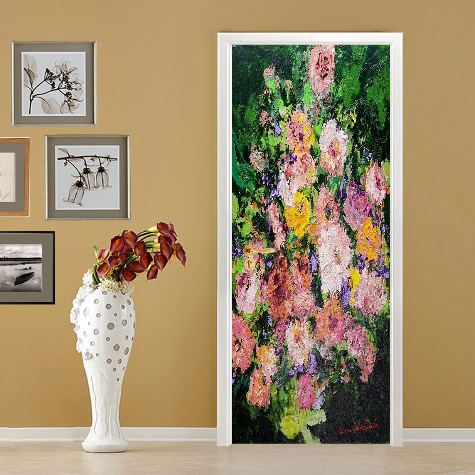 3D Color Flower Oil Painting Pattern 93219 Allan P. Friedlander Door Mural