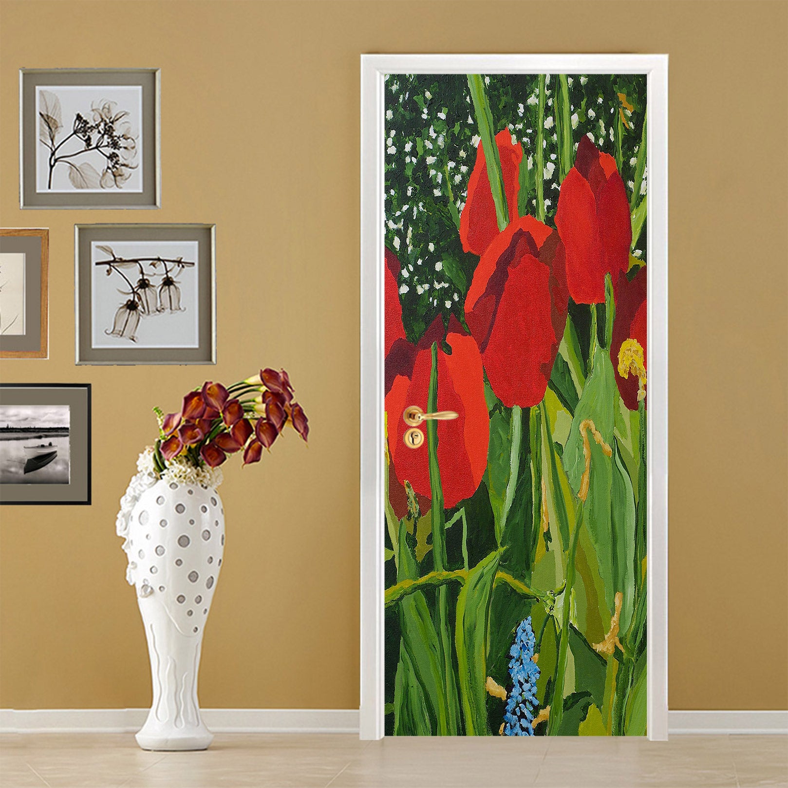3D Red Tulips 9364 Allan P. Friedlander Door Mural