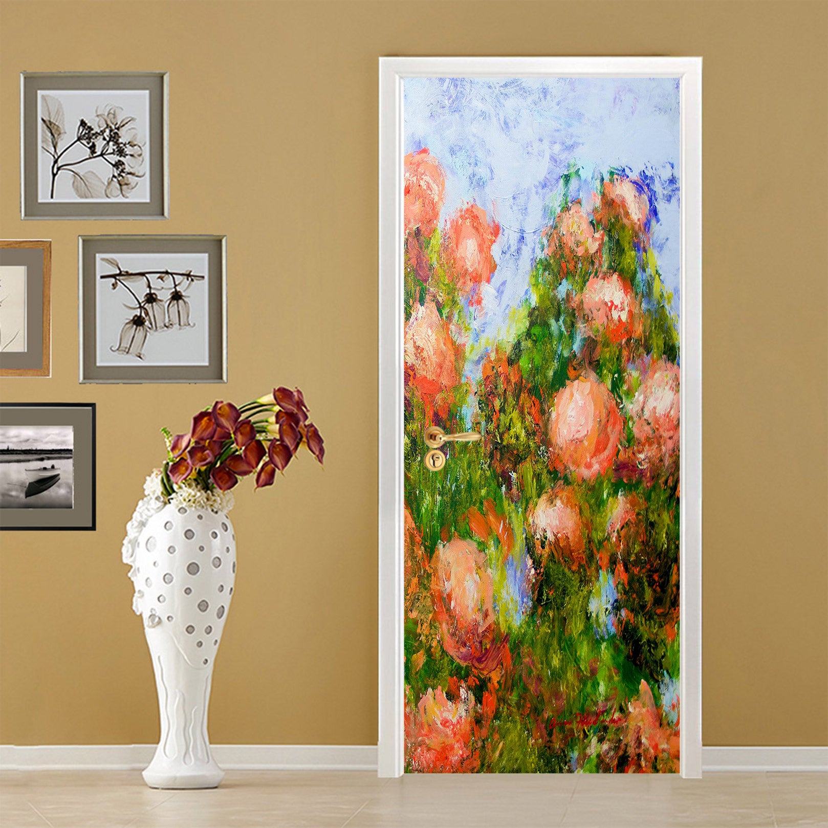 3D Painting Red Flowers 93207 Allan P. Friedlander Door Mural