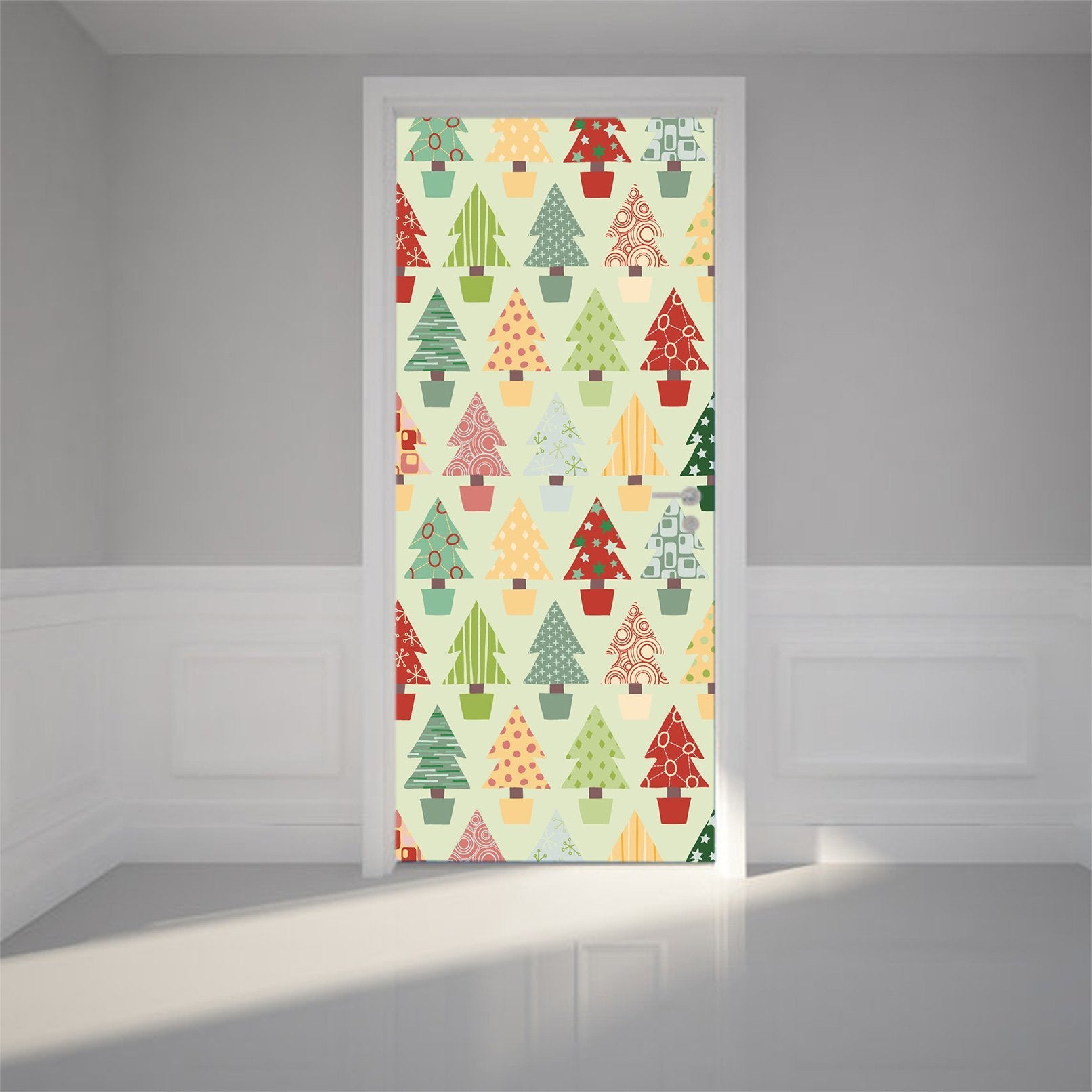 3D Christmas Xmas Lovely Trees 6 Door Mural Wallpaper AJ Wallpaper 