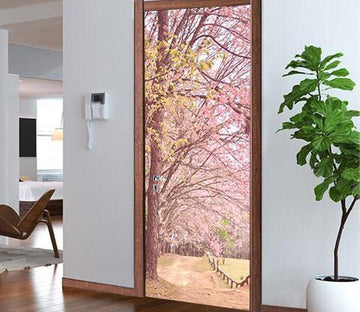 3D blooming tree door mural Wallpaper AJ Wallpaper 