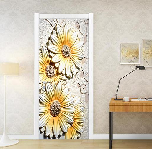 3D daisy flower paintingrch door mural Wallpaper AJ Wallpaper 