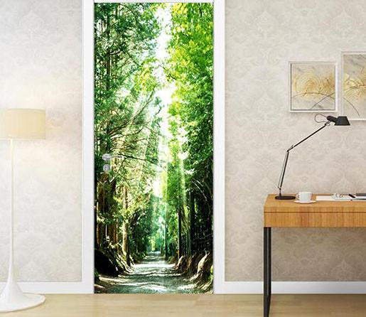 3D sunshine tree scenery door mural Wallpaper AJ Wallpaper 