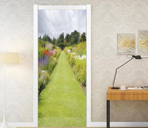 3D grassland flower scenery door mural Wallpaper AJ Wallpaper 