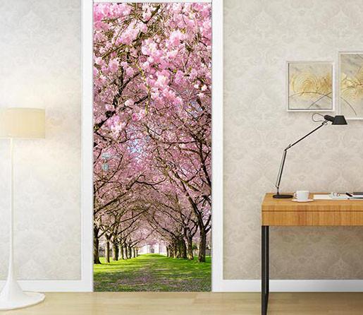 3D natural flowers and trees door mural Wallpaper AJ Wallpaper 
