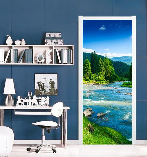 3D orest the blue sea door mural Wallpaper AJ Wallpaper 