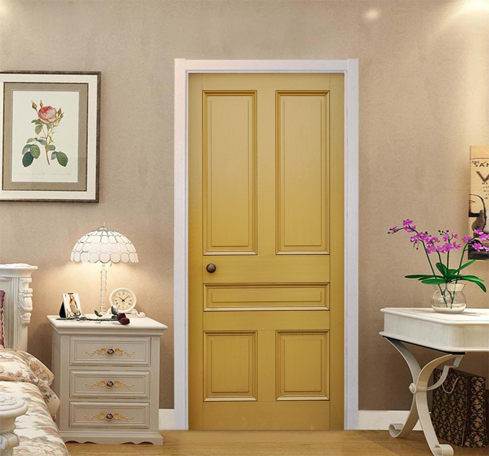 3D Golden Bedroom 002 Door Mural
