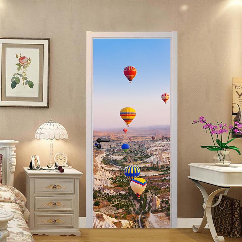 3D hot air balloon high altitude heaven door mural Wallpaper AJ Wallpaper 
