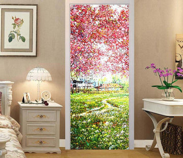 3D spring flowers bloom door mural Wallpaper AJ Wallpaper 