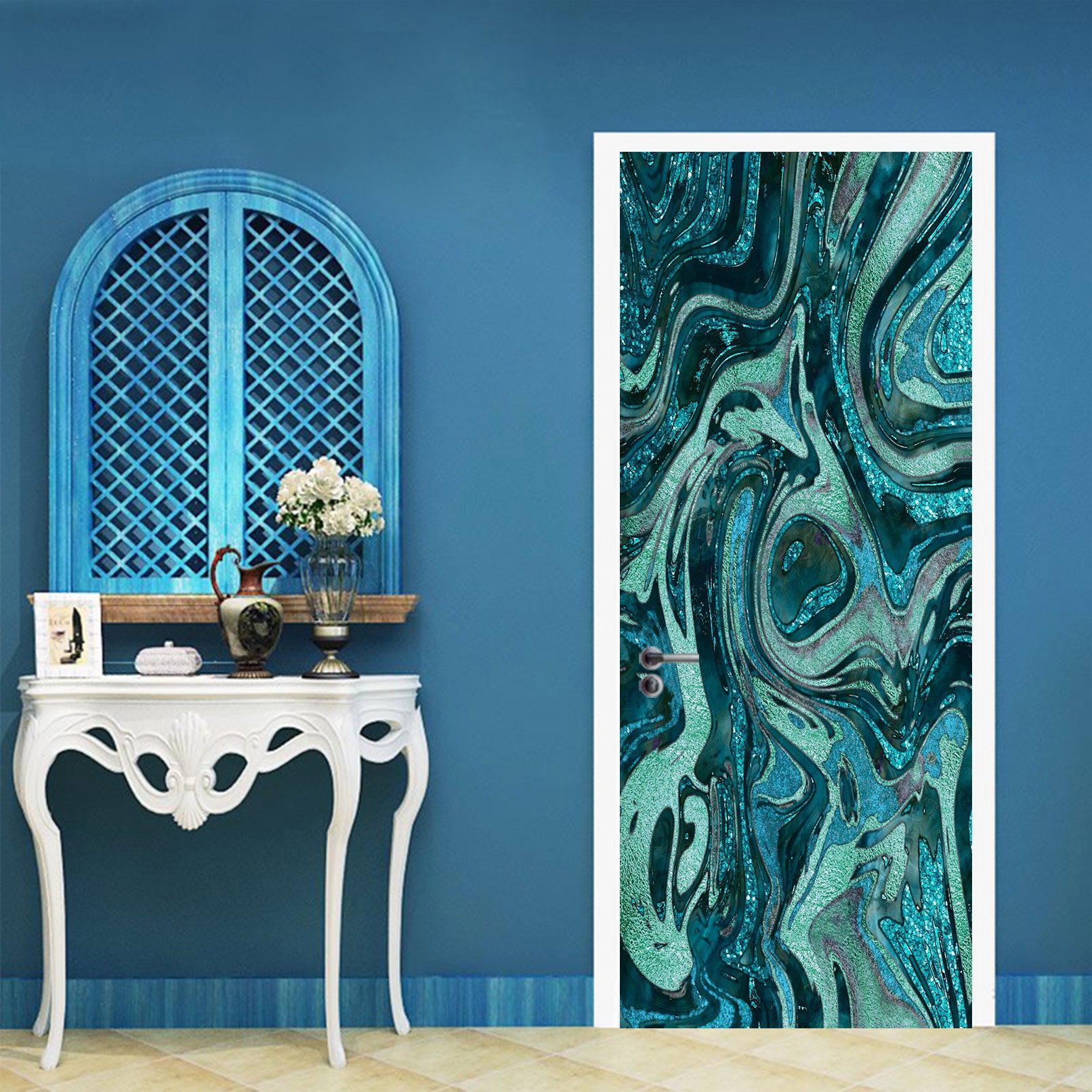 3D Blue-Green Texture 10280 Andrea Haase Door Mural