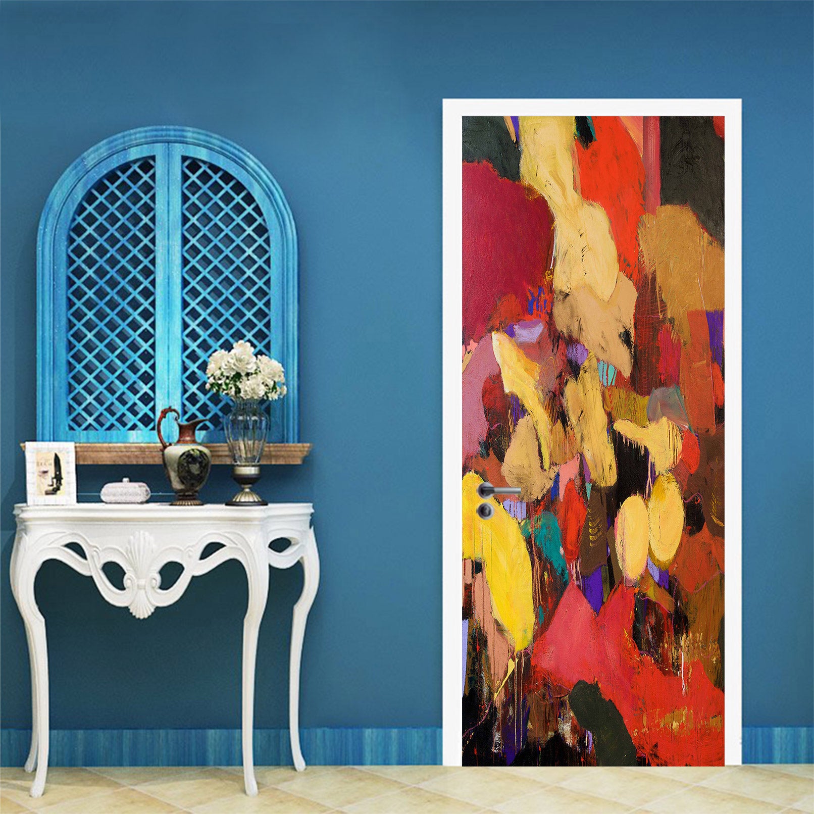 3D Red Color Oil Painting Block 93133 Allan P. Friedlander Door Mural