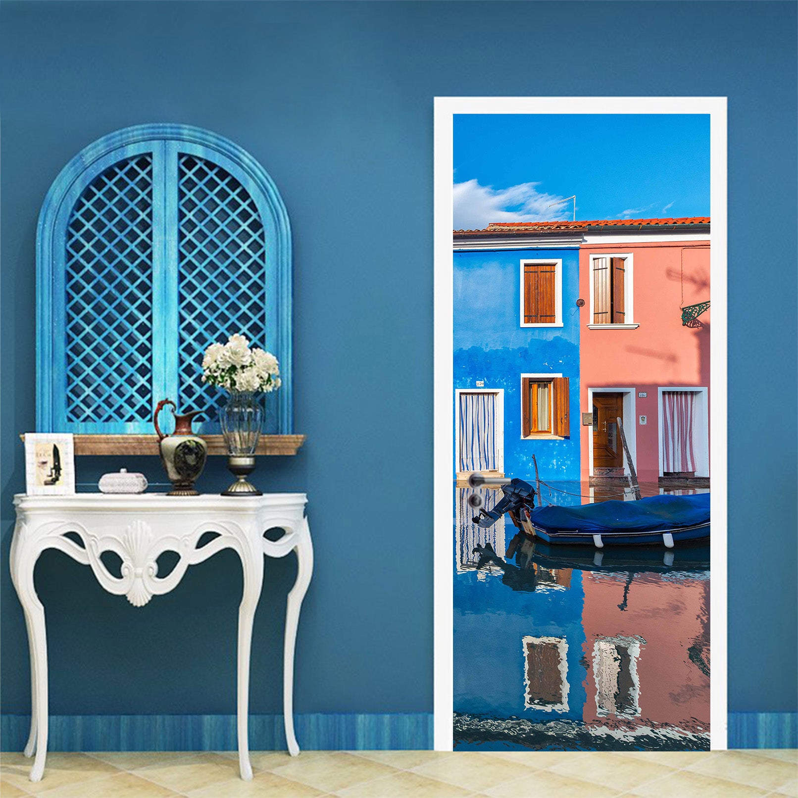 3D Water Shadow Colorful Houses 12227 Marco Carmassi Door Mural