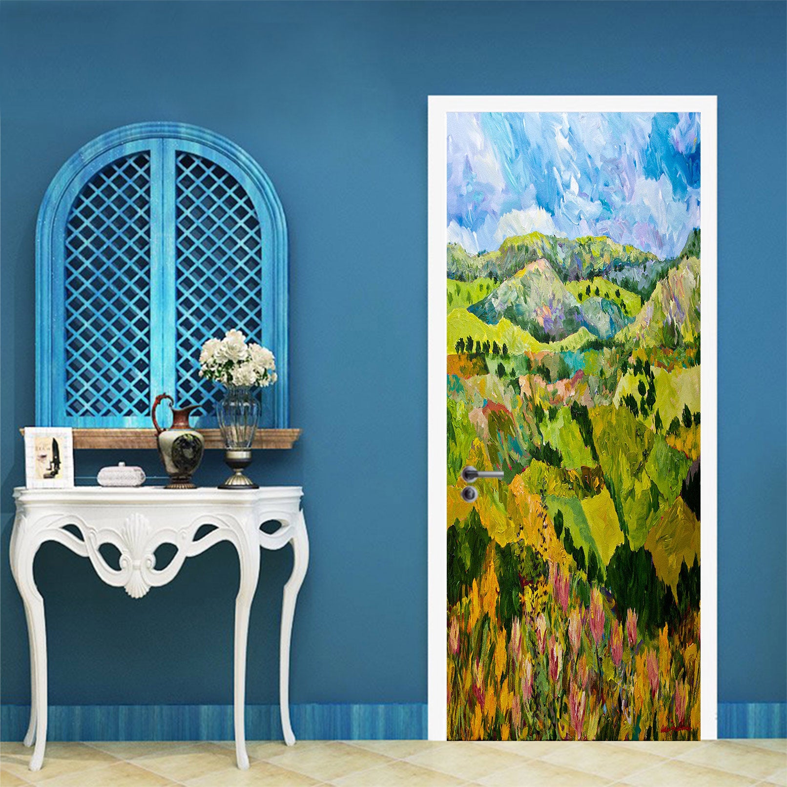 3D Green Hillside Mountains 93103 Allan P. Friedlander Door Mural
