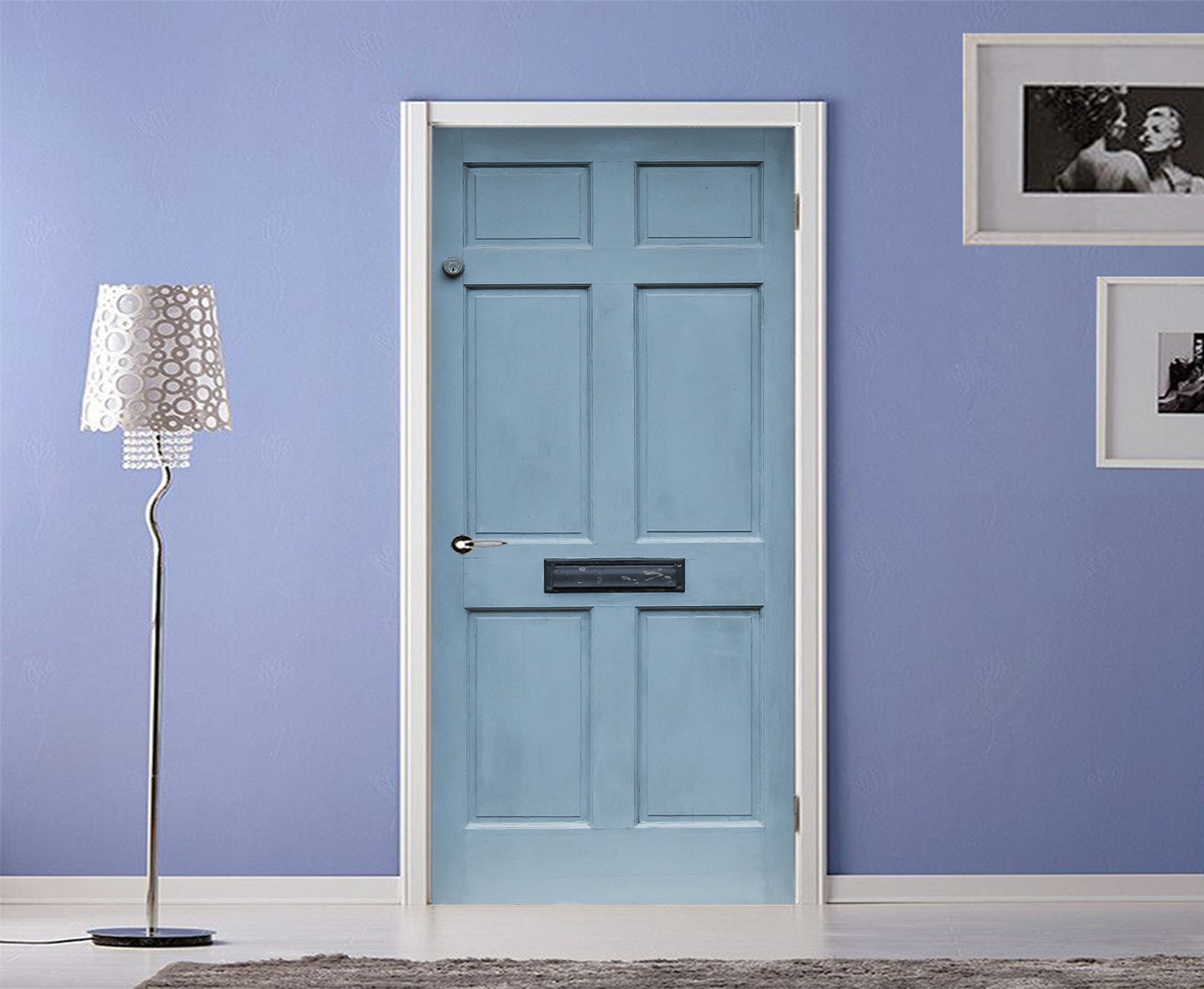 3D Blue Bedroom 036 Door Mural