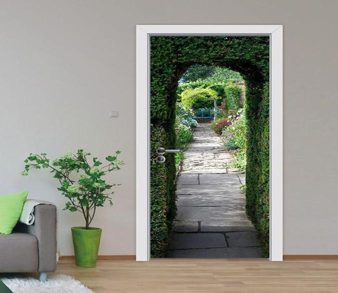 3D green tree hole door mural Wallpaper AJ Wallpaper 