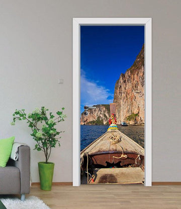 3D Blue sea door mural Wallpaper AJ Wallpaper 