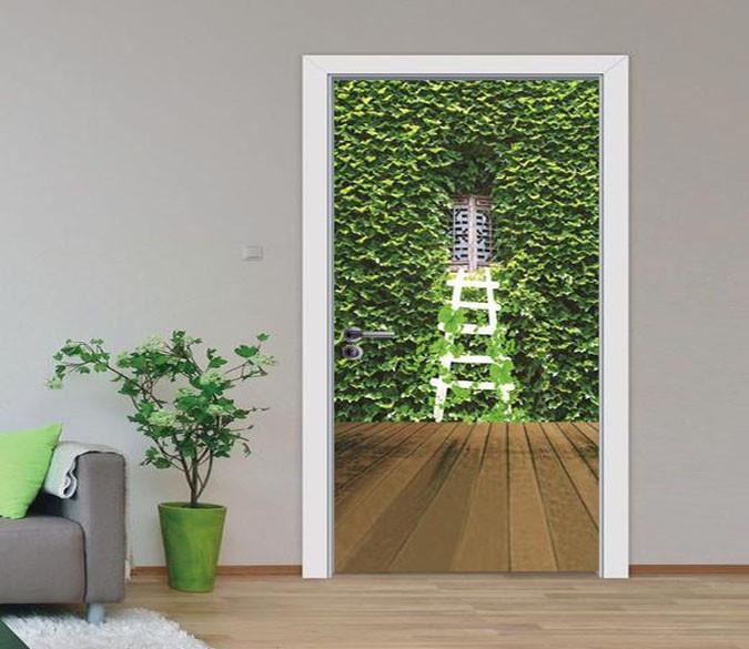 3D Ivy window white staircase door mural Wallpaper AJ Wallpaper 
