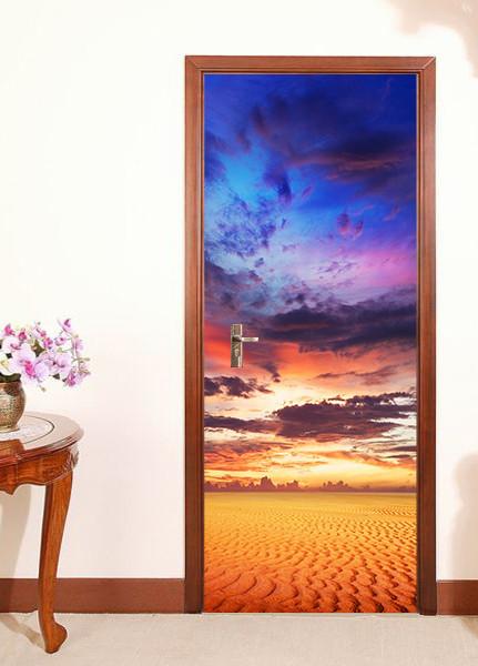 3D desert sunset sky door mural Wallpaper AJ Wallpaper 