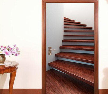 3D red stairs door mural Wallpaper AJ Wallpaper 