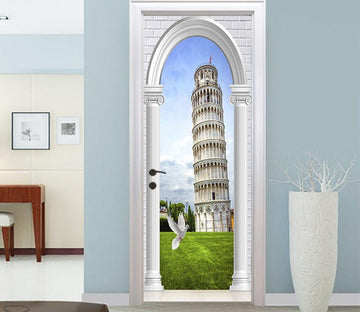 3D dove of peace the green grass door mural Wallpaper AJ Wallpaper 