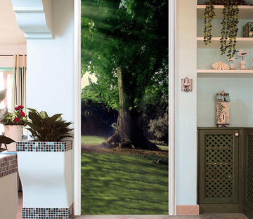 3D tree meadow green door mural Wallpaper AJ Wallpaper 